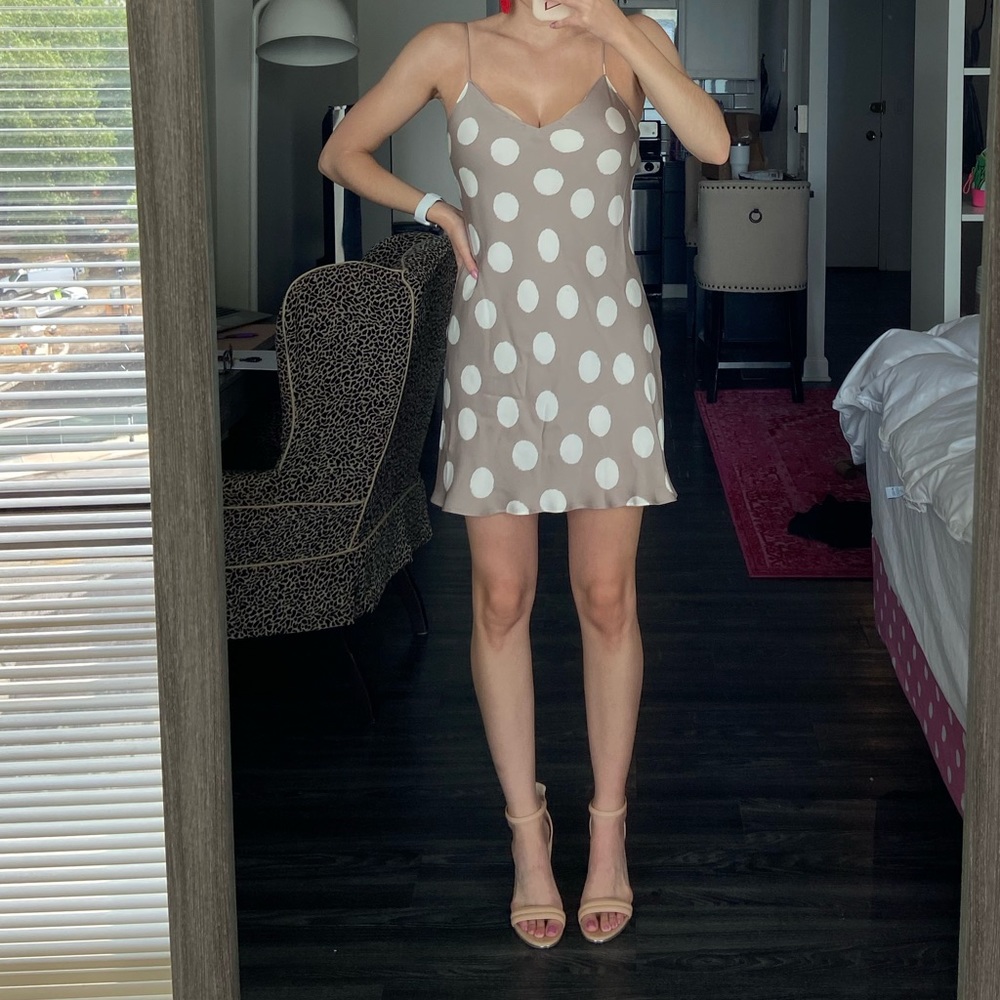 Theory Polka Dot Silk Slip Dress
